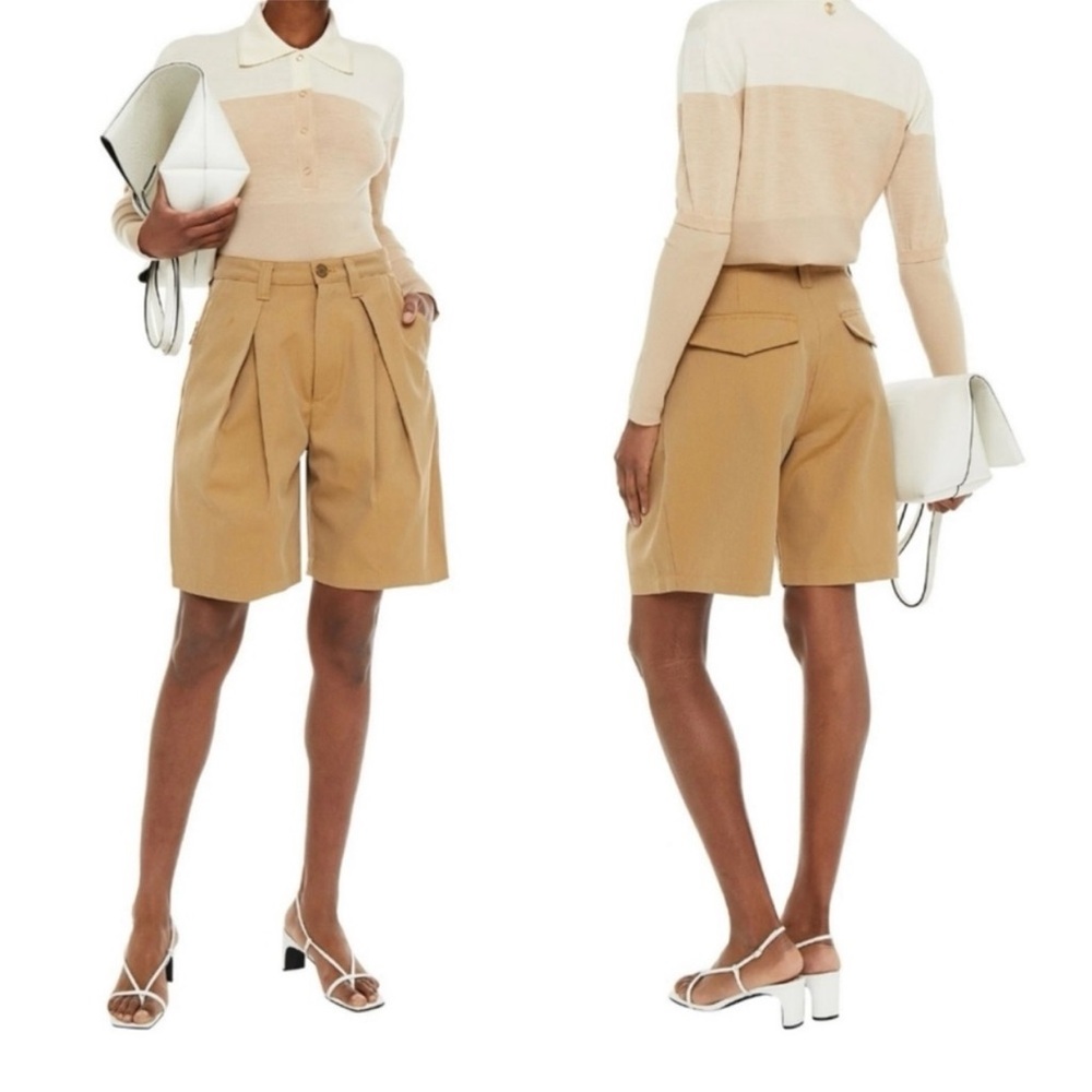 Goldsign Tan Bermuda Shorts Relaxed Fit Tailored Waistband Size 27